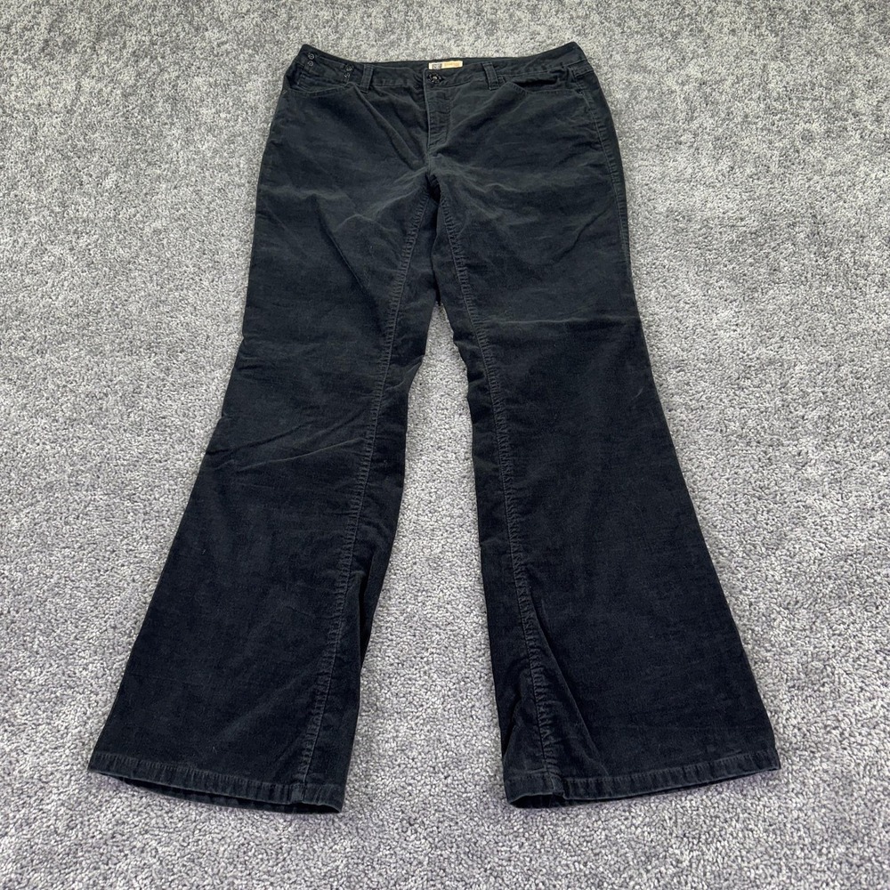 Faded Glory Pants Womens 14 Black Corduroy Bootcut Stretch Casual Pockets